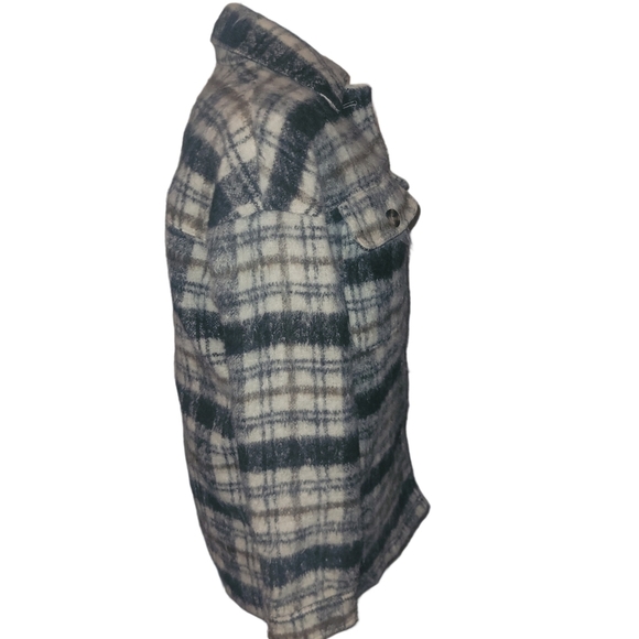 Universal Thread Cream and Black Plaid Wool Blend Shacket XS - Picture 3 of 6